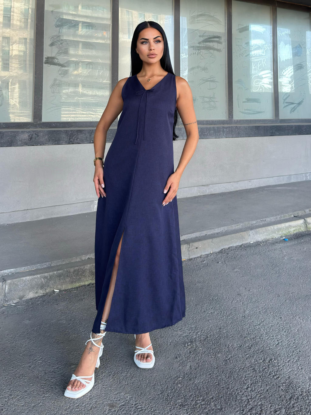 TINA V YAKA UZUN ELBİSE - LACI