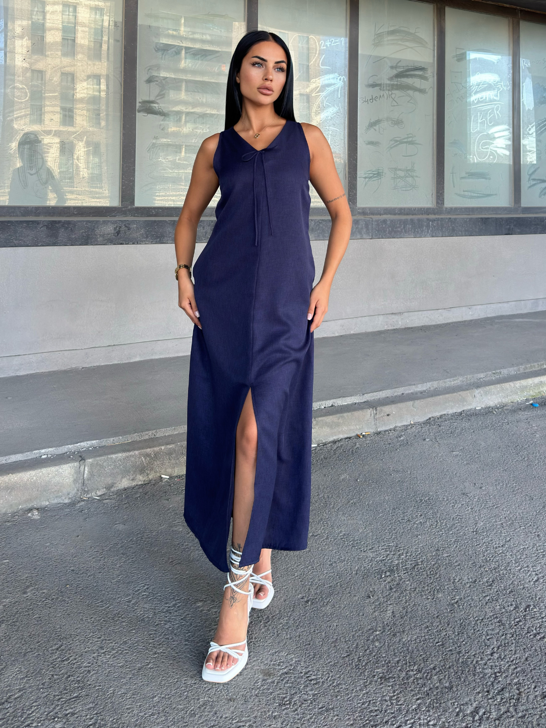 TINA V YAKA UZUN ELBİSE - LACI