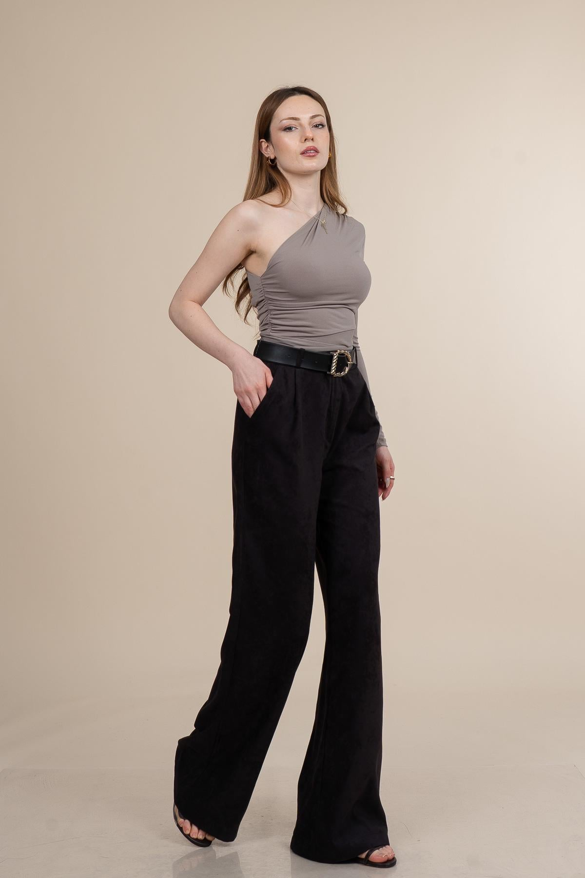 ULIES KADİFE PANTOLON - KAHVE