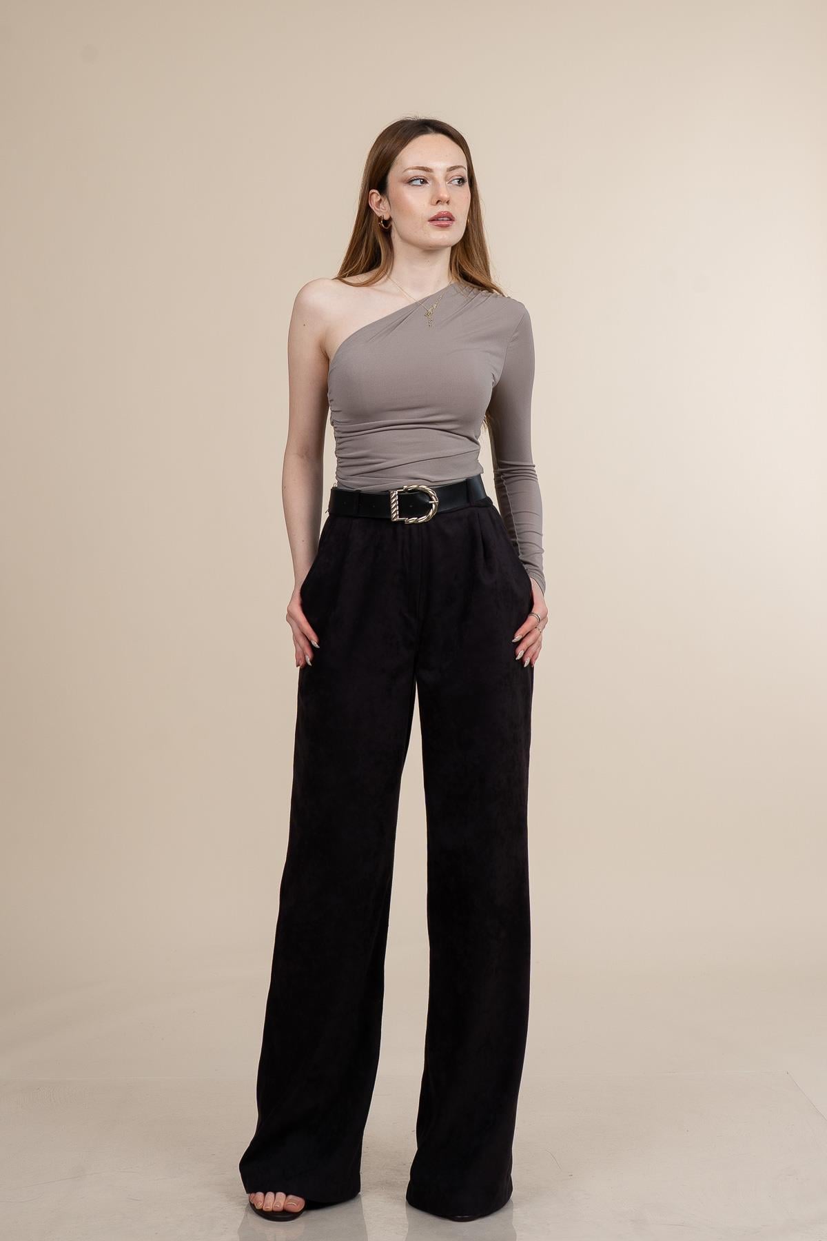 ULIES KADİFE PANTOLON - KAHVE