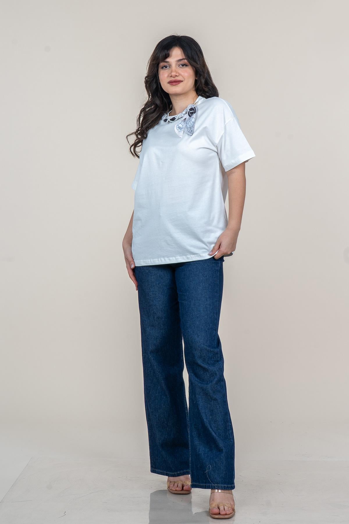URIEL BİSİKLET YAKA TSHIRT - EKRU
