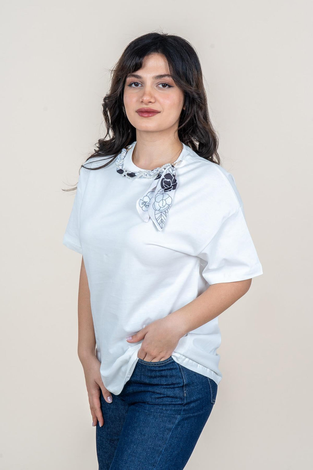 URIEL BİSİKLET YAKA TSHIRT - EKRU