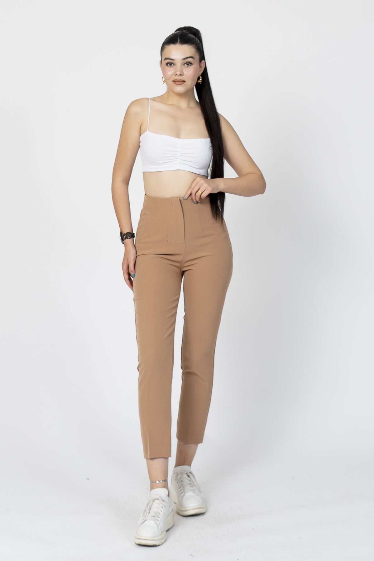 YOLANDA KUMAŞ PANTOLON - CAMEL