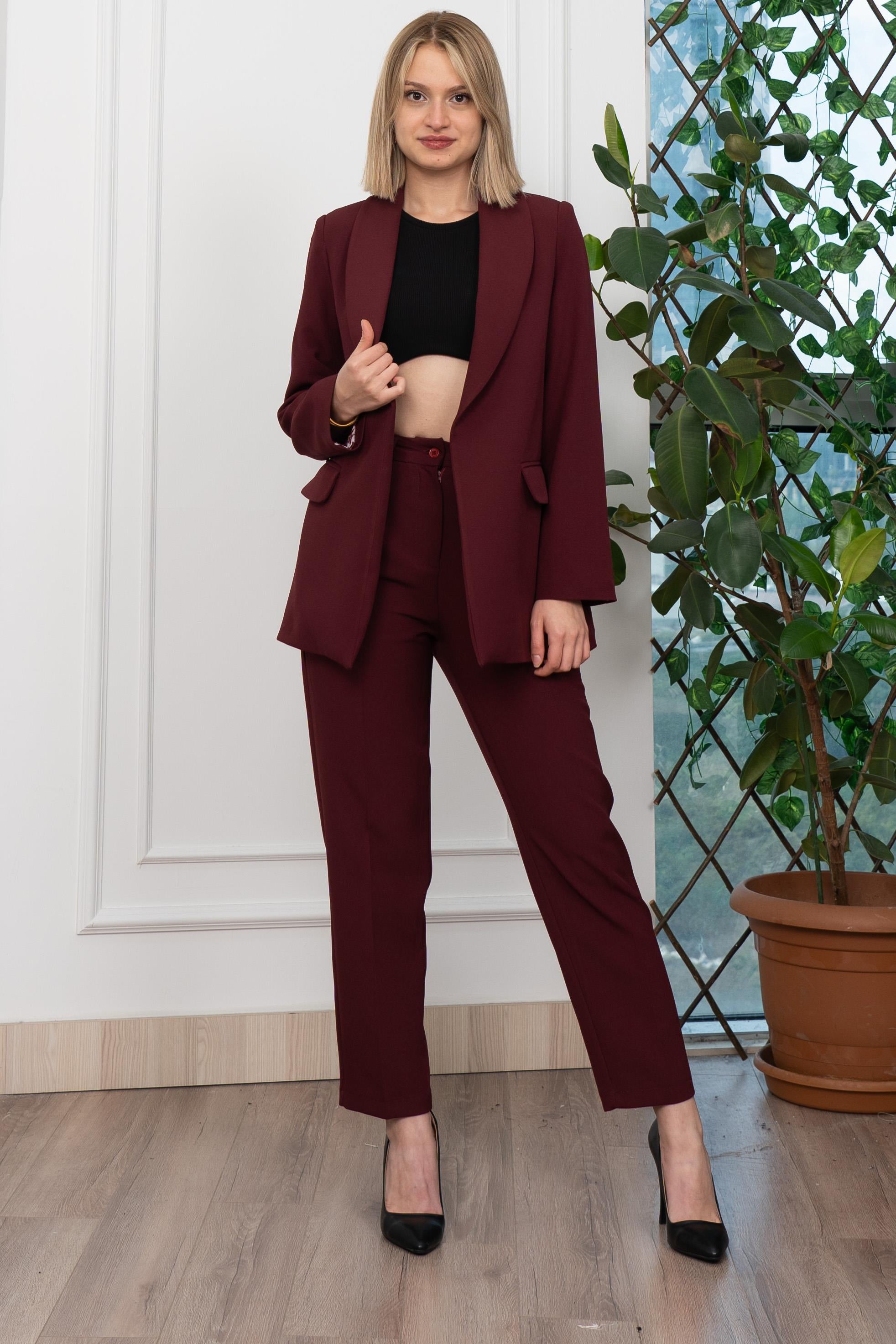 YVETTE KLASİK CEKET PANTOLON TAKIM - BORDO