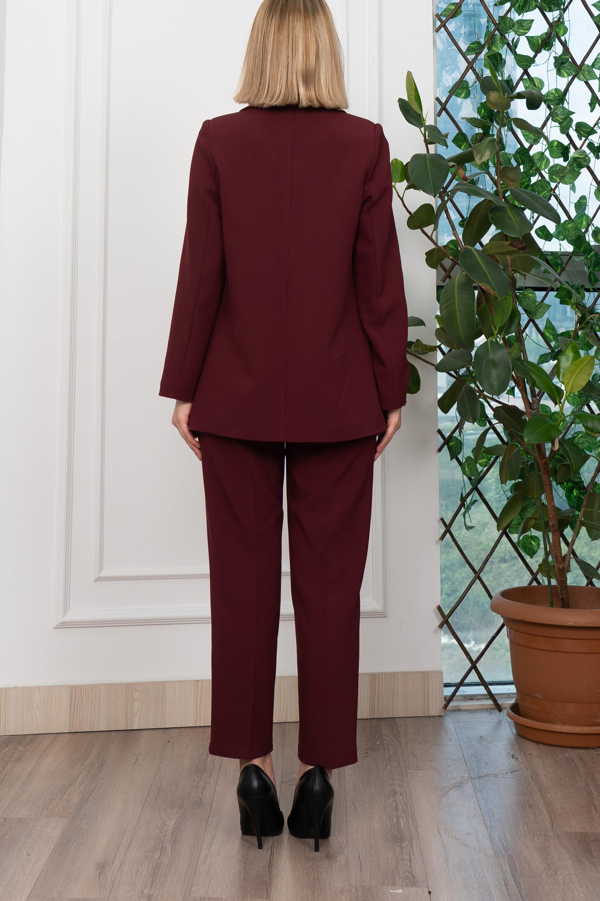 YVETTE KLASİK CEKET PANTOLON TAKIM - BORDO