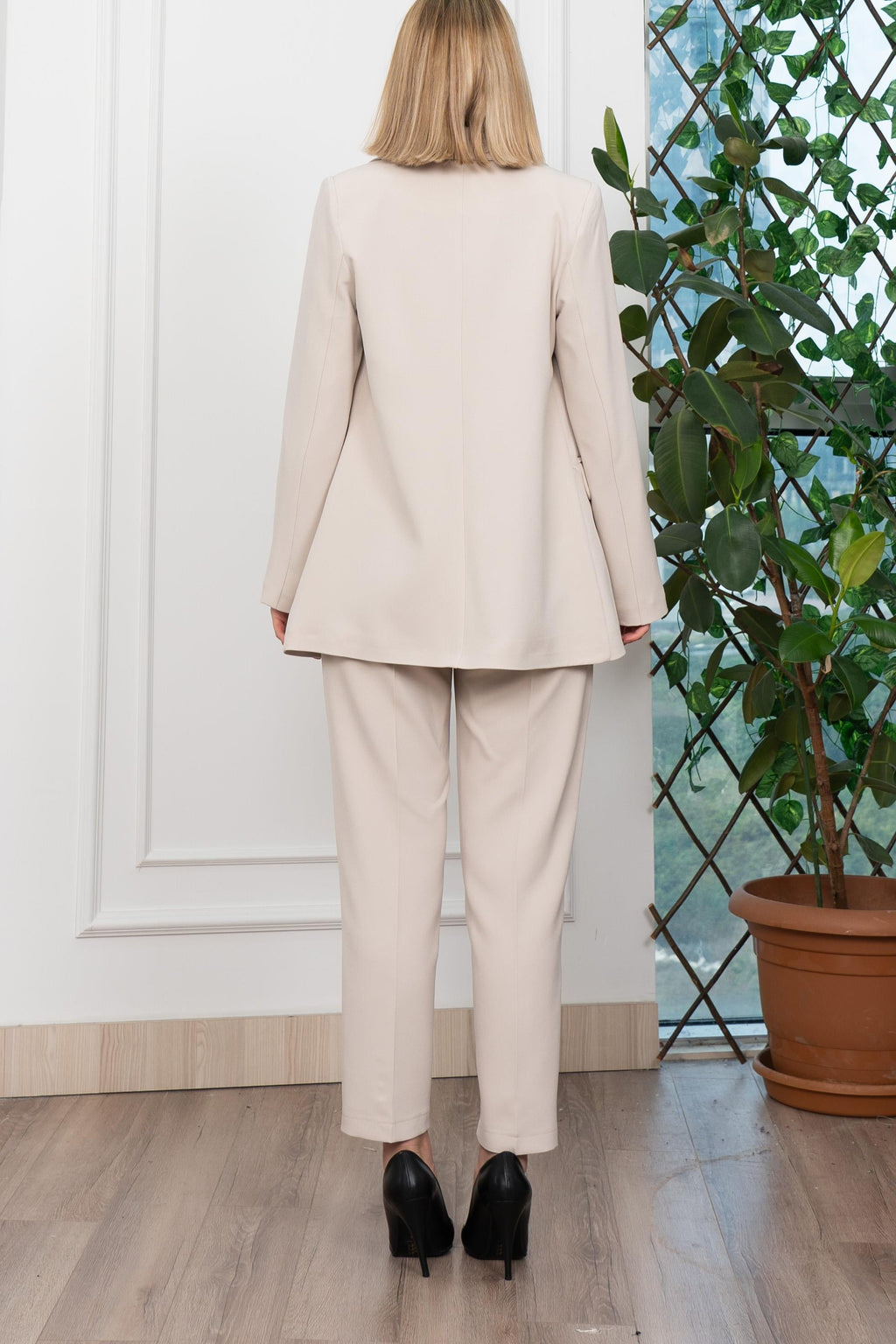 YVETTE KLASİK CEKET PANTOLON TAKIM - TAŞ